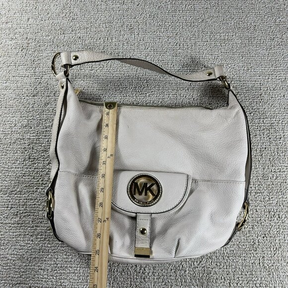 Michael Kors Fulton Large Leather Shoulder Bag Off White - Picture 4 of 5